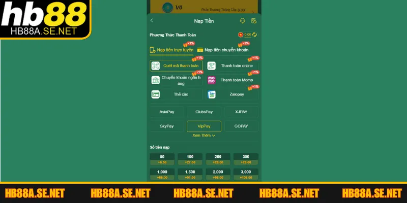 Nạp Tiền HB88 - Hướng Dẫn 4 Phương Thức Gửi Vốn An Toàn 1 Khám phá 04 cách nạp tiền HB88 nhanh gọn